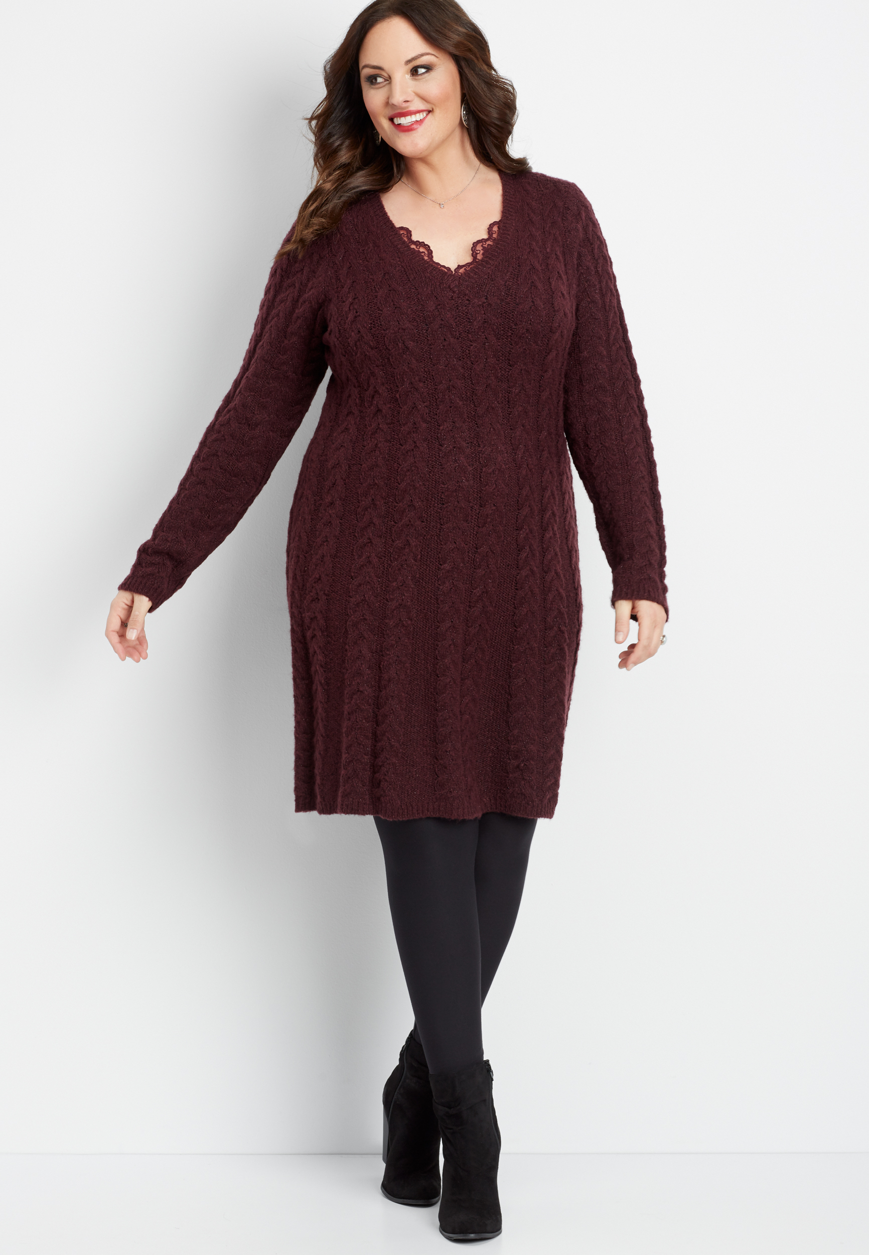 long sleeve cable sweater dress | maurices